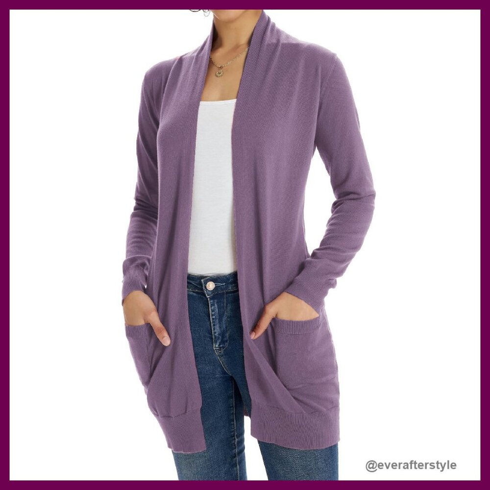 Lightweight Cardigan Sweater Long Sleeve Shrug With Pocket Chic Minimal
